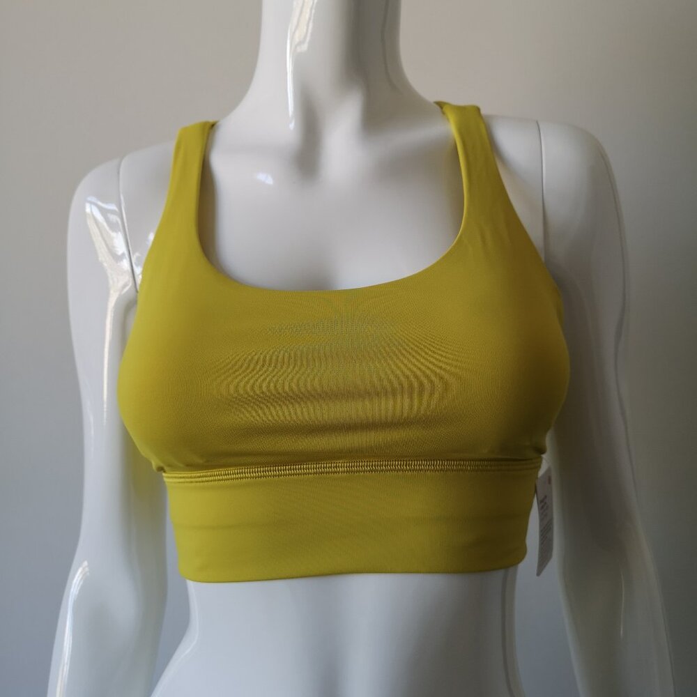 NWT LULULEMON SOLL Yellow Luxtreme Fabric B/C Cup Energy Bra Long Line 6, 10